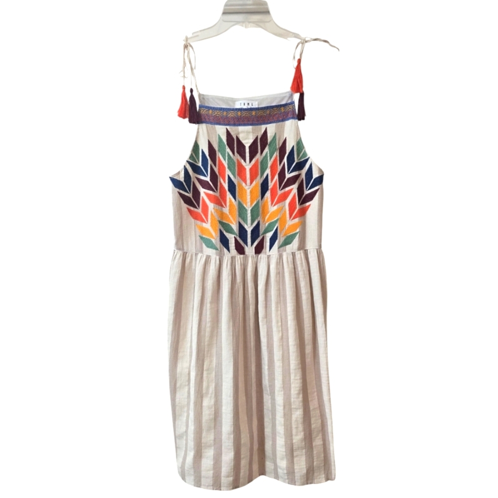 THML Embroidered Tie On The Shoulder Sundress Size M